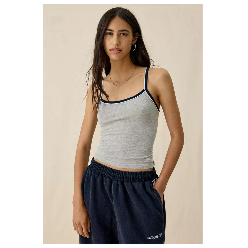 U-Nora Piped Cropped Cami – Slim Fit Cotton Crop Tank Top