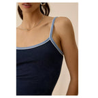 U-Nora Piped Cropped Cami – Slim Fit Cotton Crop Tank Top