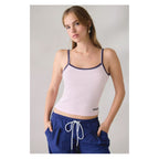 U-Nora Piped Cropped Cami – Slim Fit Cotton Crop Tank Top
