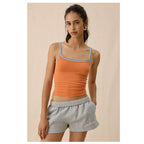 U-Nora Piped Cropped Cami – Slim Fit Cotton Crop Tank Top