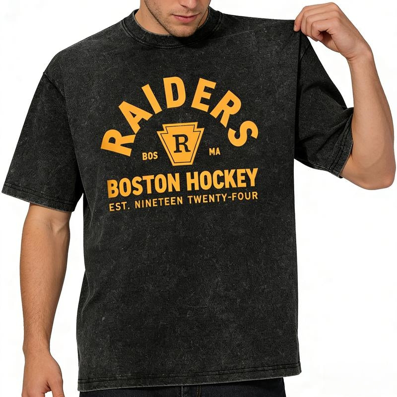 Viral Boston Raiders Hockey Unisex Tee | Rozanov 81 Vintage Washed Shirt | Retro Sports Streetwear