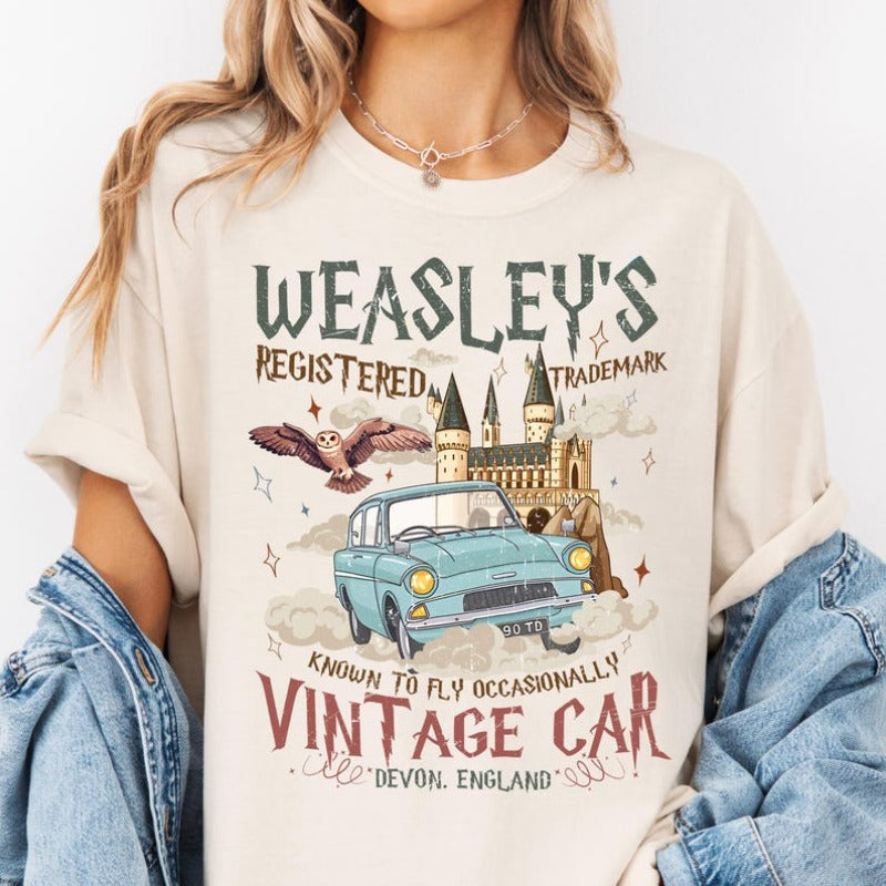 Weasley Flying Car Unisex Shirt: Bookish Wizard Tee