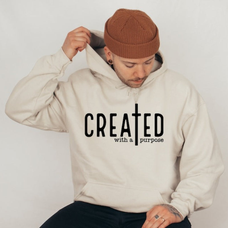 Created With A Purpose Unisex Hoodie: Trendy Christian Sweatshirt