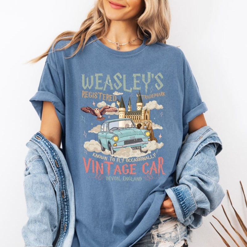 Weasley Flying Car Unisex Shirt: Bookish Wizard Tee