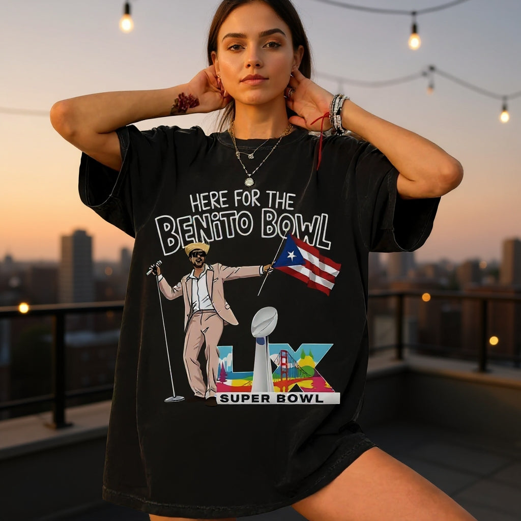 Bad Bunny Benito Bowl 2026 Football Concert Graphic Unisex Tee