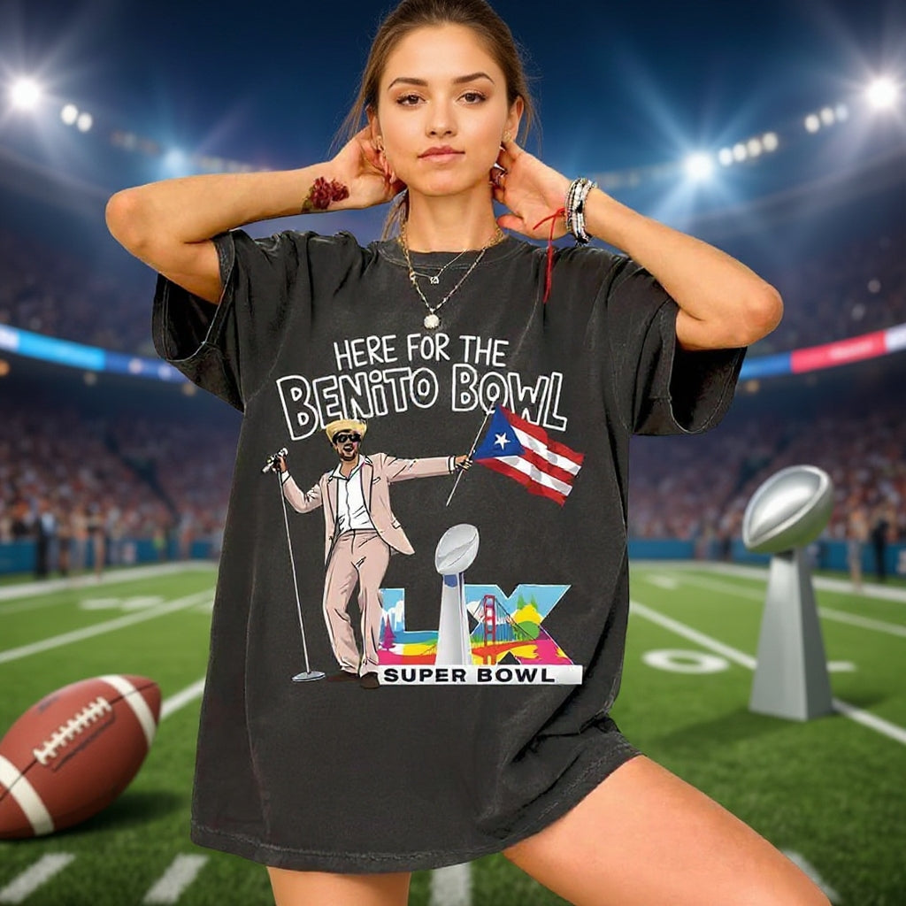 Bad Bunny Benito Bowl 2026 Football Concert Graphic Unisex Tee
