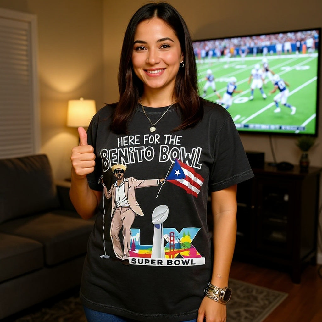 Bad Bunny Benito Bowl 2026 Football Concert Graphic Unisex Tee