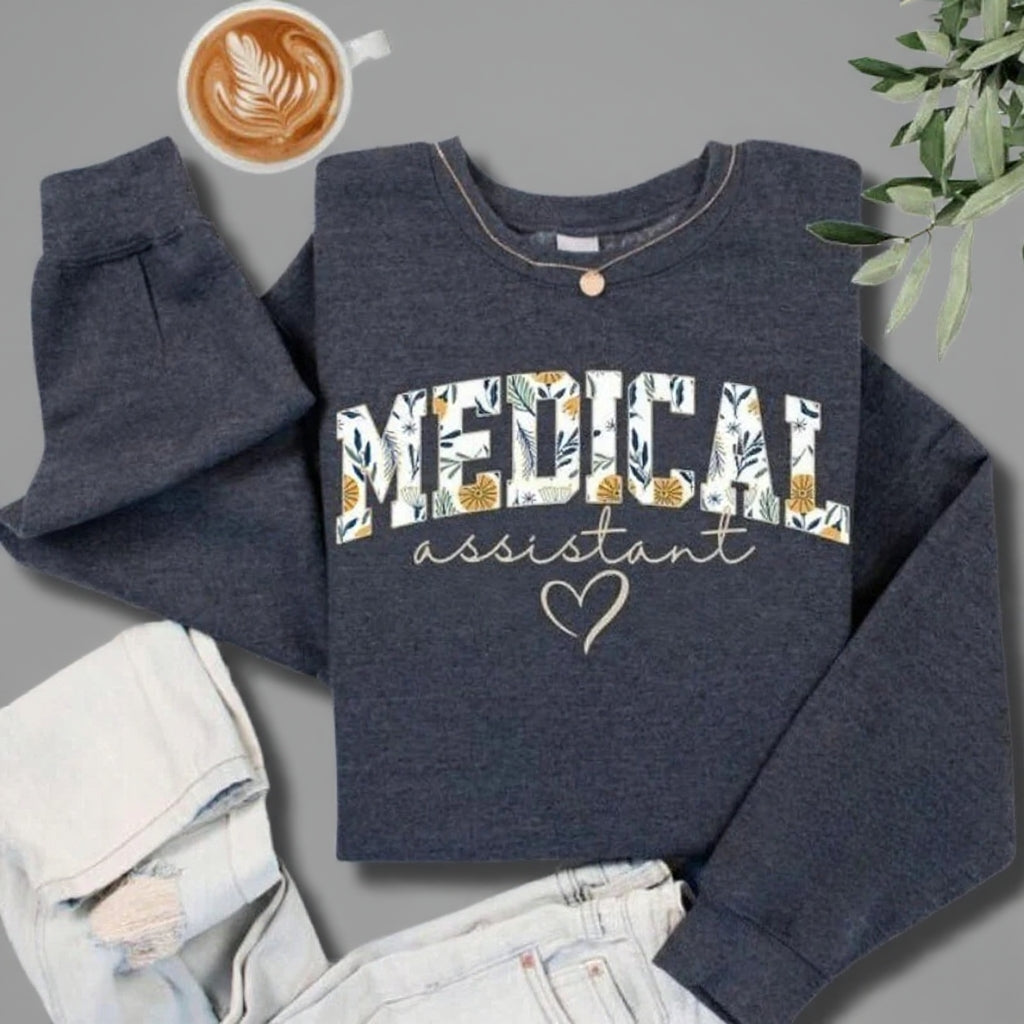 Personalized Floral Medical Assistant Unisex Sweatshirt