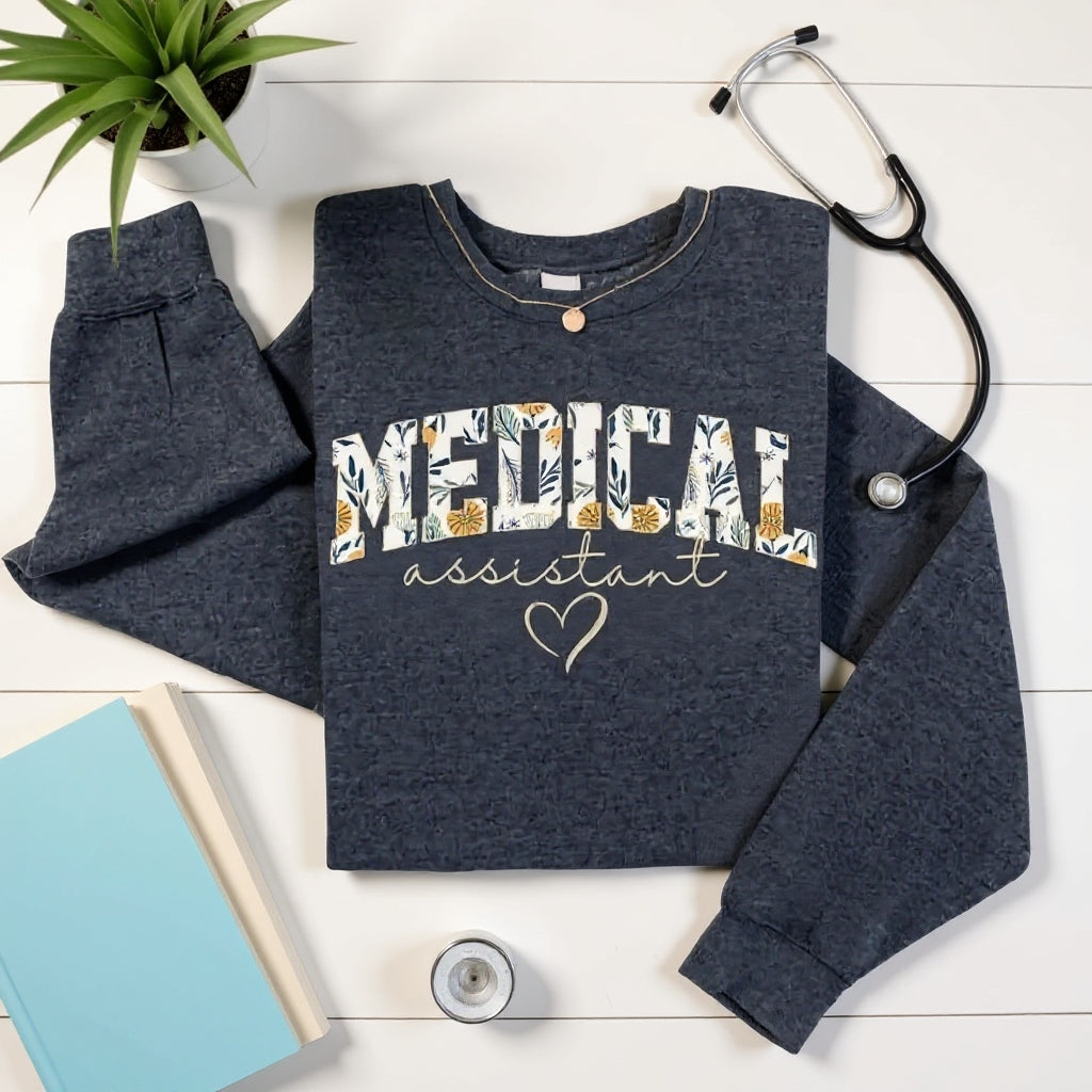 Personalized Floral Medical Assistant Unisex Sweatshirt