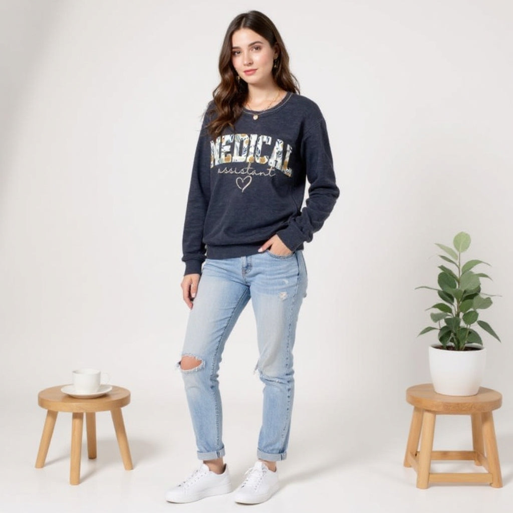 Personalized Floral Medical Assistant Unisex Sweatshirt