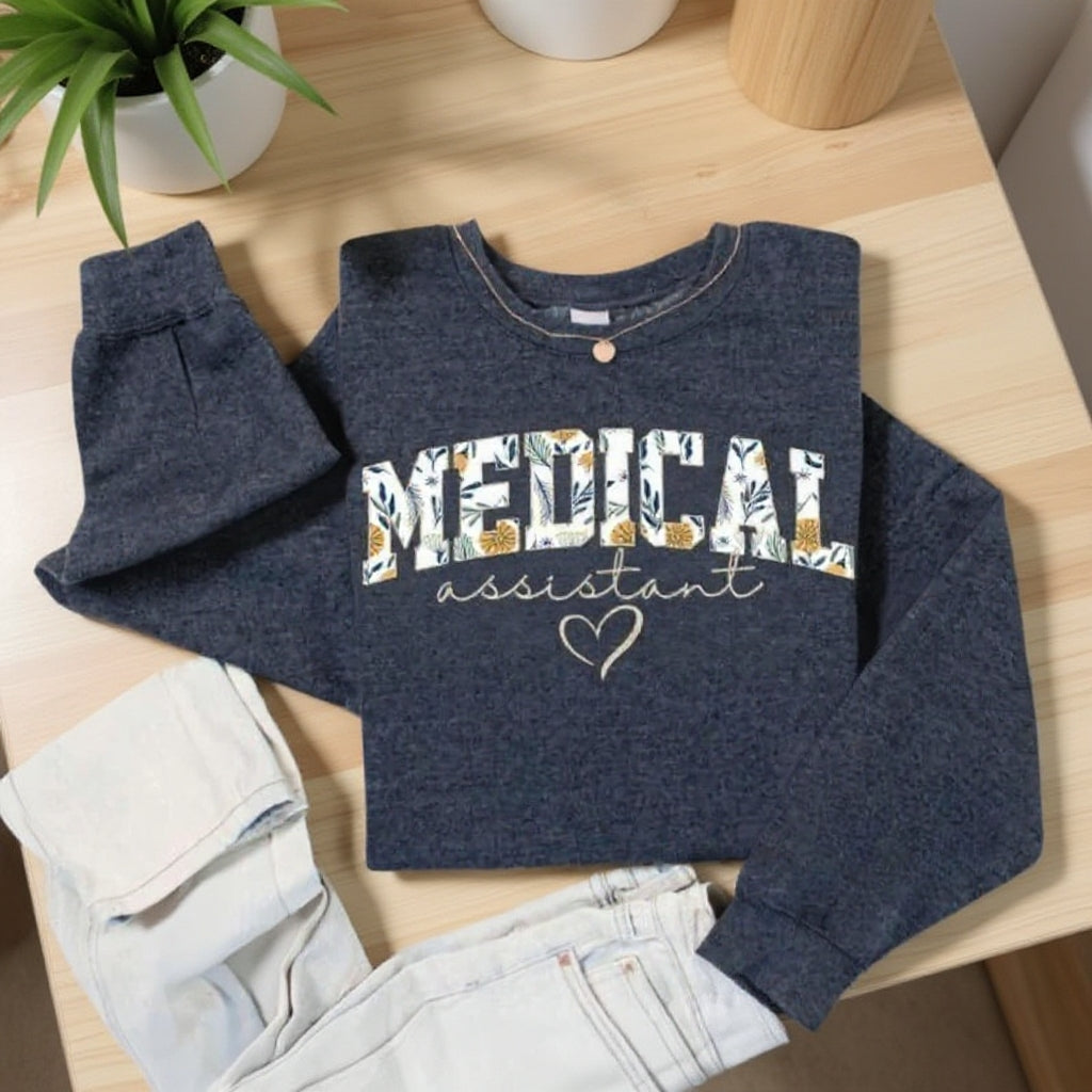 Personalized Floral Medical Assistant Unisex Sweatshirt