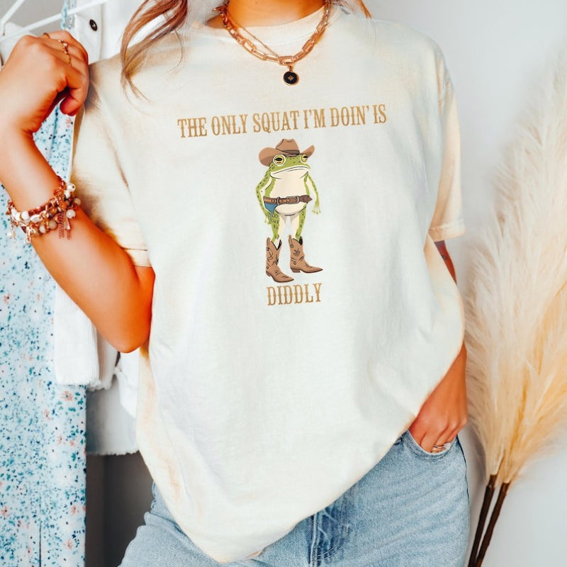 The Only Squat I'm Doin' Is Diddly Cowboy Frog Unisex Tee