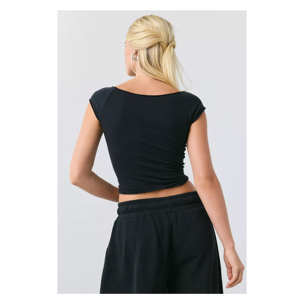 U-Out From Under Cotton Compression Boatneck Cropped Tee – Bodycon Crop Top