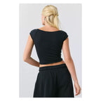 U-Out From Under Cotton Compression Boatneck Cropped Tee – Bodycon Crop Top