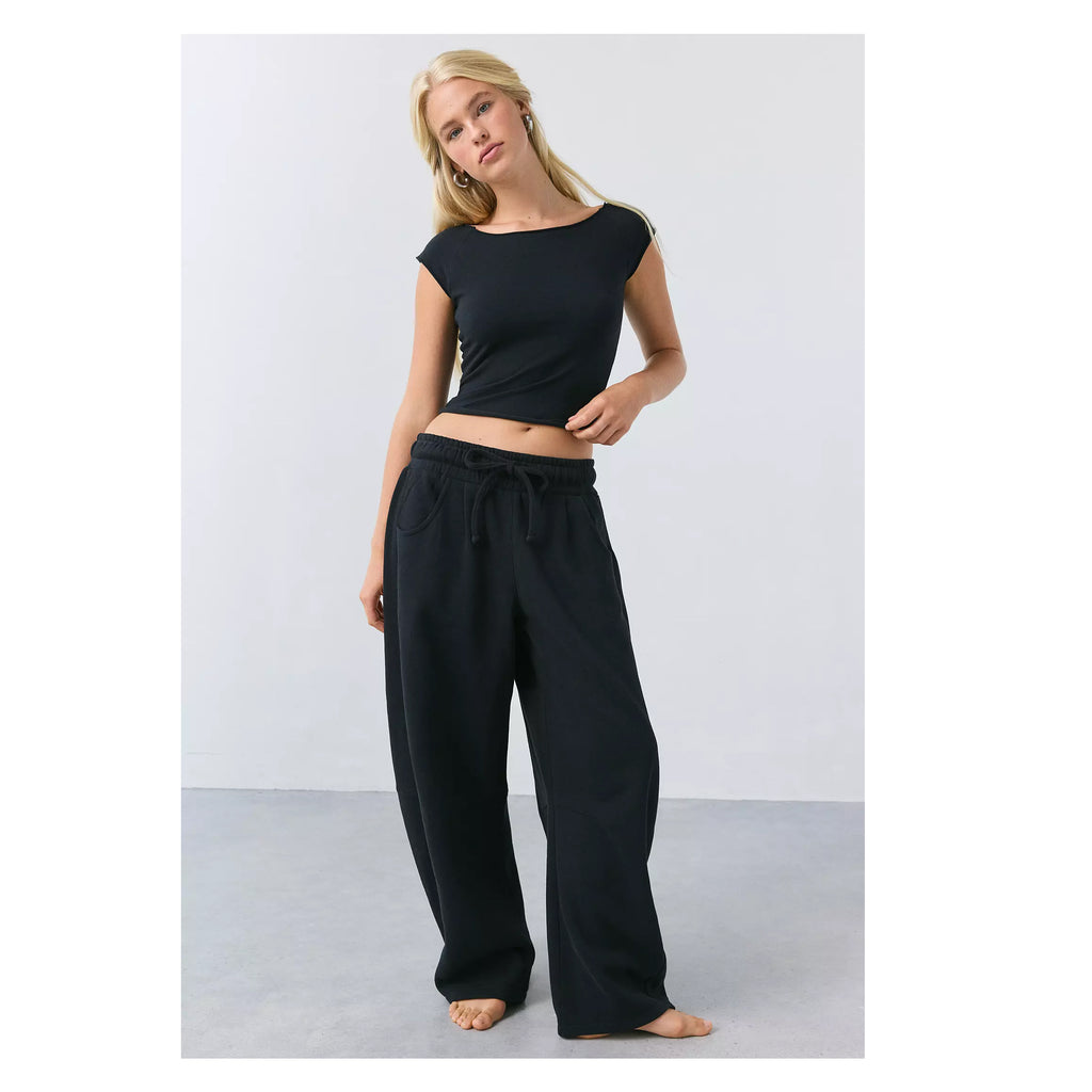 U-Out From Under Cotton Compression Boatneck Cropped Tee – Bodycon Crop Top