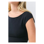 U-Out From Under Cotton Compression Boatneck Cropped Tee – Bodycon Crop Top