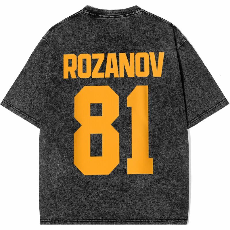 Viral Boston Raiders Hockey Unisex Tee | Rozanov 81 Vintage Washed Shirt | Retro Sports Streetwear