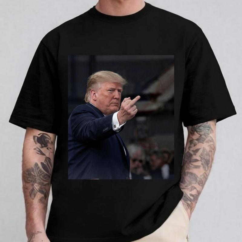 New T-shirt capturing a moment Trump reacting to a heckler at the Ford plant