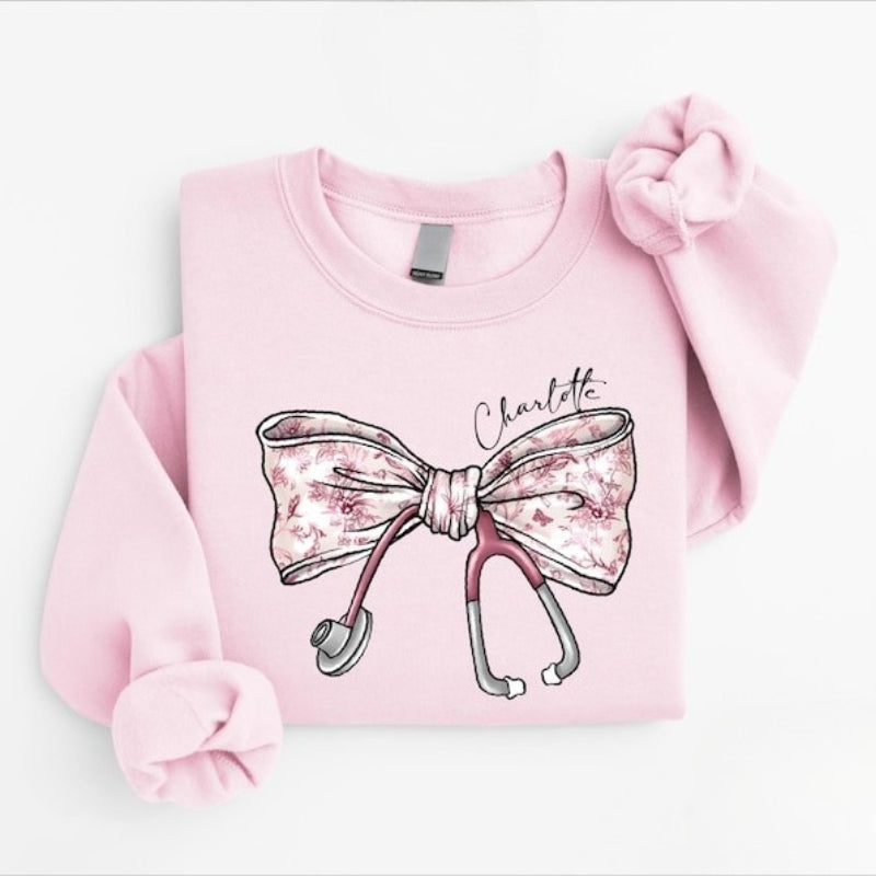 Nurse Toile Bow Stethoscope Unisex Sweatshirt