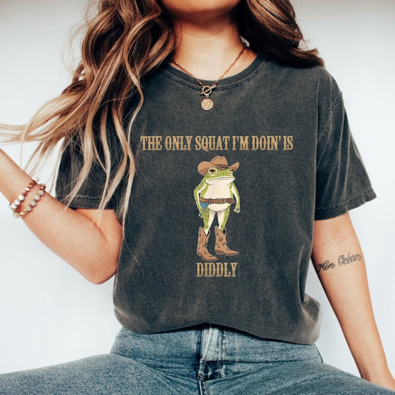 The Only Squat I'm Doin' Is Diddly Cowboy Frog Unisex Tee