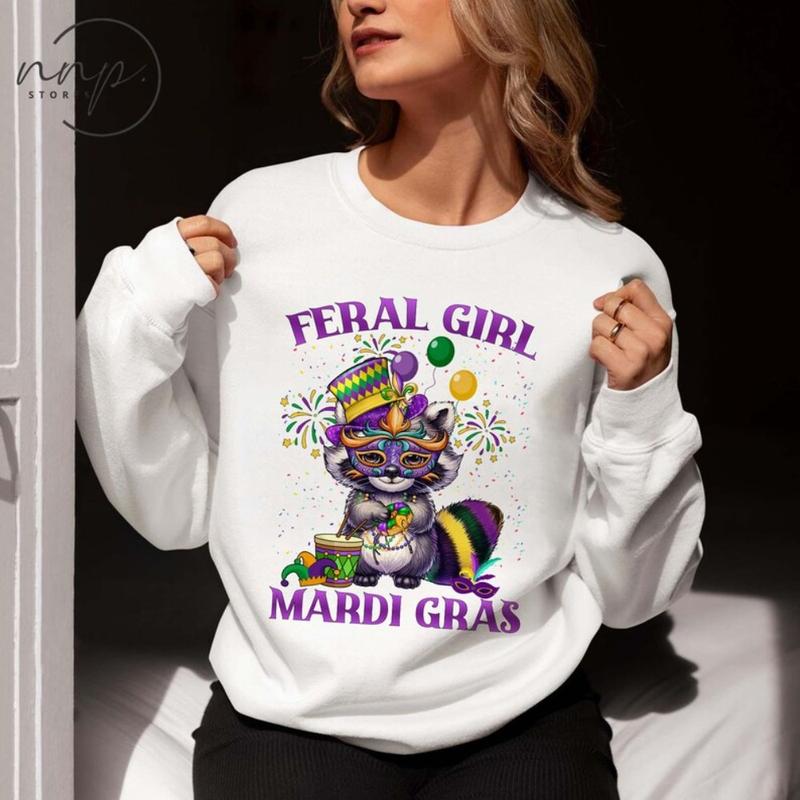Feral Girl Mardi Gras Raccoon Unisex Sweatshirt