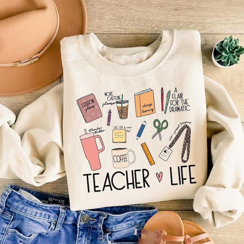 Teacher Life Teach Love Inspire Unisex Sweatshirt