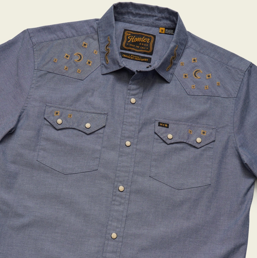 HB Crosscut Deluxe Short Sleeve Shirt – Embroidered Pearl Snap Western Shirt